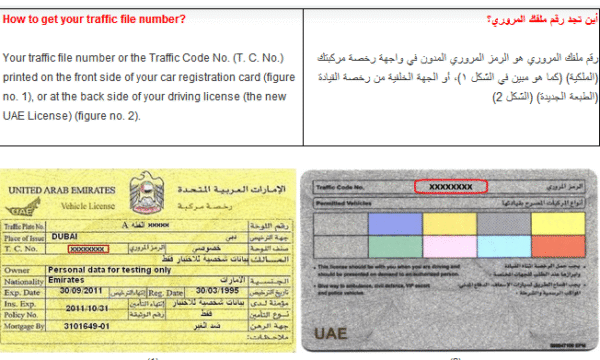 UAE Traffic Codes