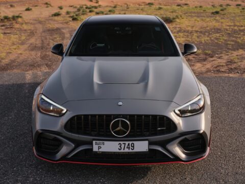 Rent Mercedes Benz AMG C63 Gray in Dubai