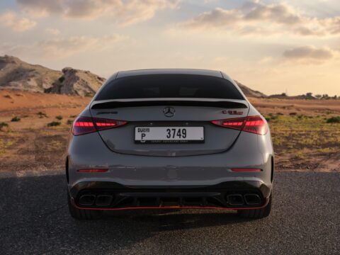 Rent Mercedes Benz AMG C63 Gray in Dubai