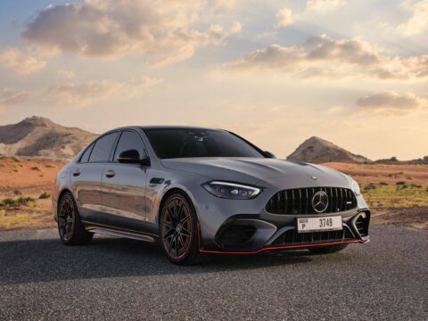 Rent Mercedes Benz AMG C63 Gray in Dubai