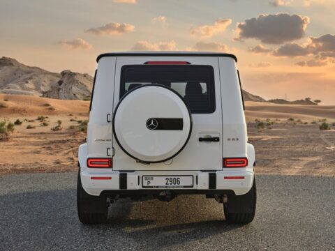 Rent Mercedes Benz AMG G63 White in Dubai