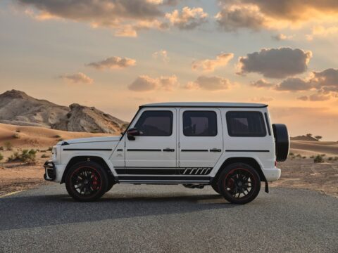 Rent Mercedes Benz AMG G63 White in Dubai