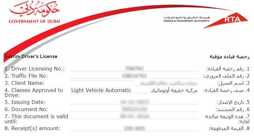 RTA-certificate for drivers